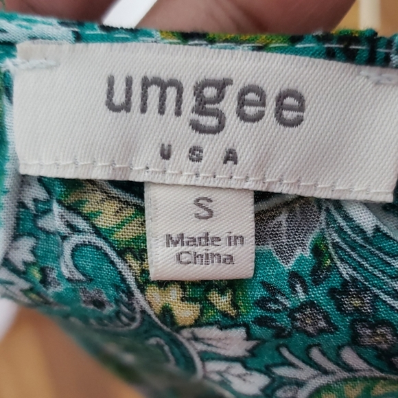 Umgee Green Paisley Tunic Fringe Dress, Size S - Picture 7 of 8